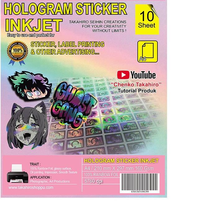 ۝ STICKER HOLOGRAM A4 INKJET ALL RPINTER (Waterproof) ♖