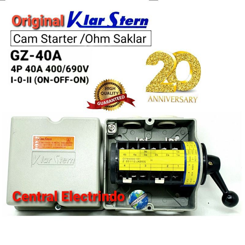 Cam Starter Ohm Saklar 4P GZ-40A (8800Watt)  I-0-II KlarStern.