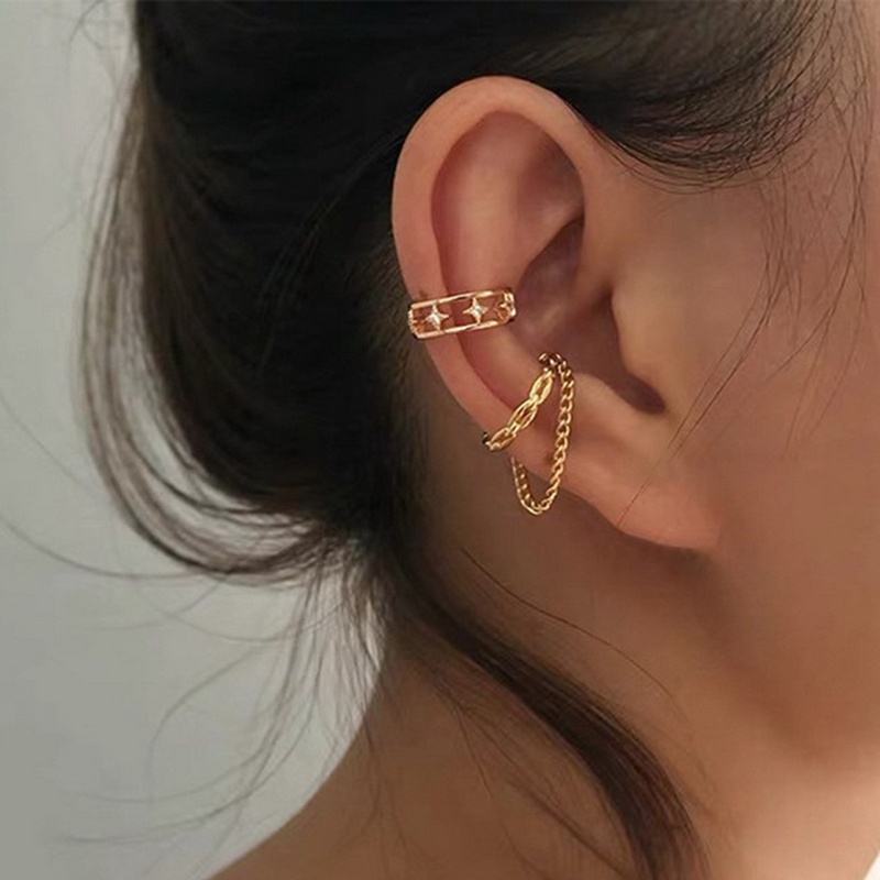 Rock Anting Tusuk Gantung Desain Bintang Hias Zircon Gaya Vintage / Minimalis Untuk Wanita