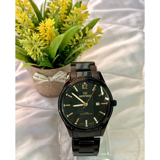 Jam Tangan Tahan Air Anti Karat Original Mirage Pria Hitam 7570M