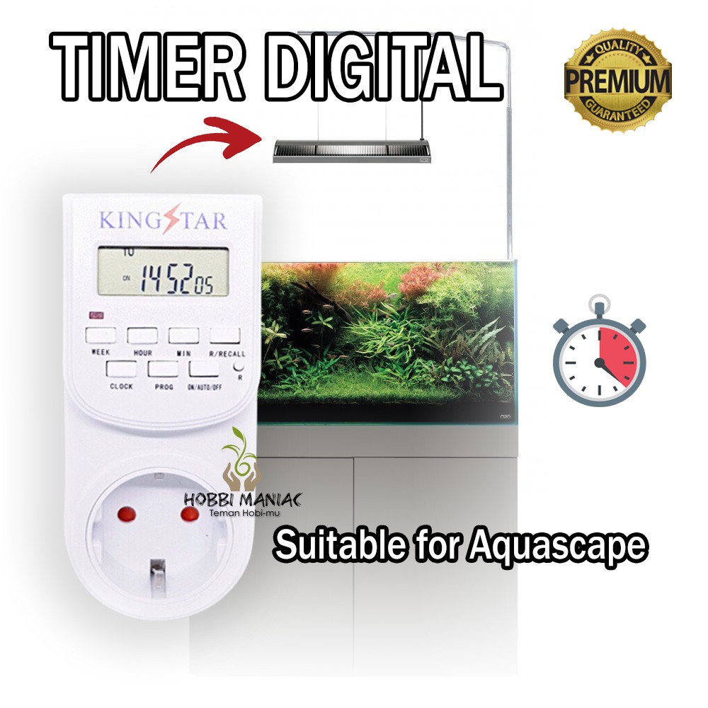 Timer Digital LED Aquascape/ Timer Lampu Aquarium/ Stop Kontak Digital