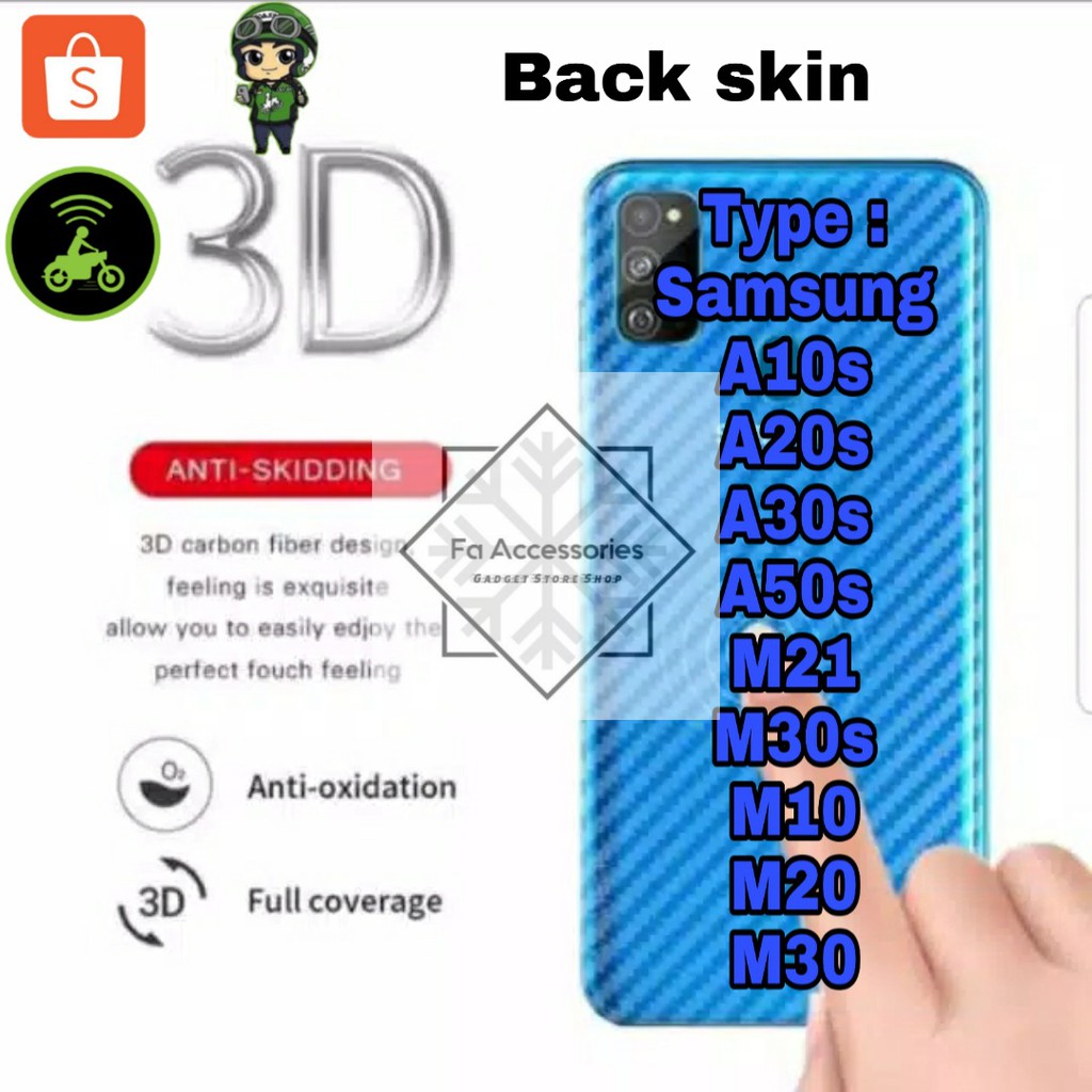 Samsung A10S A20S A30S A50S M21 M30S M10 M20 M30 M32 skin carbon Back Screen antigores belakang