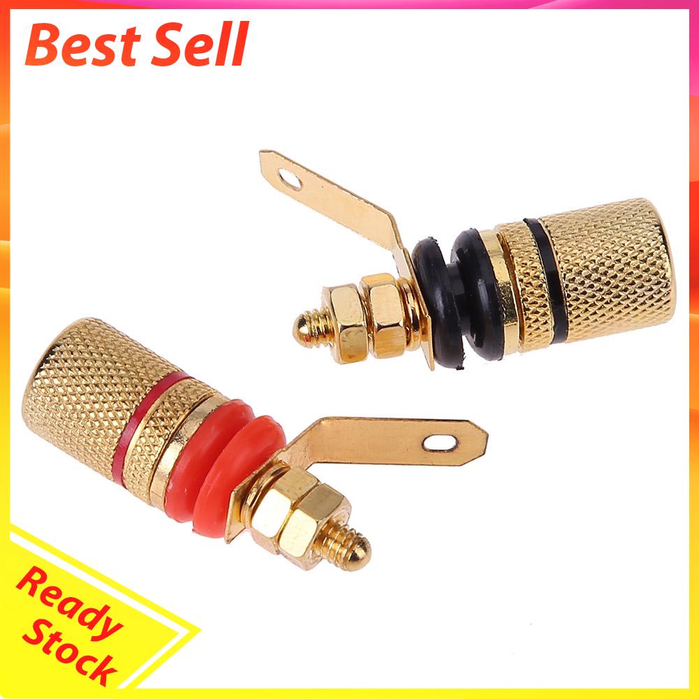 2pcs Terminal Binding Post Speaker Lapis Emas Ukuran 4mm Untuk Banana Plug