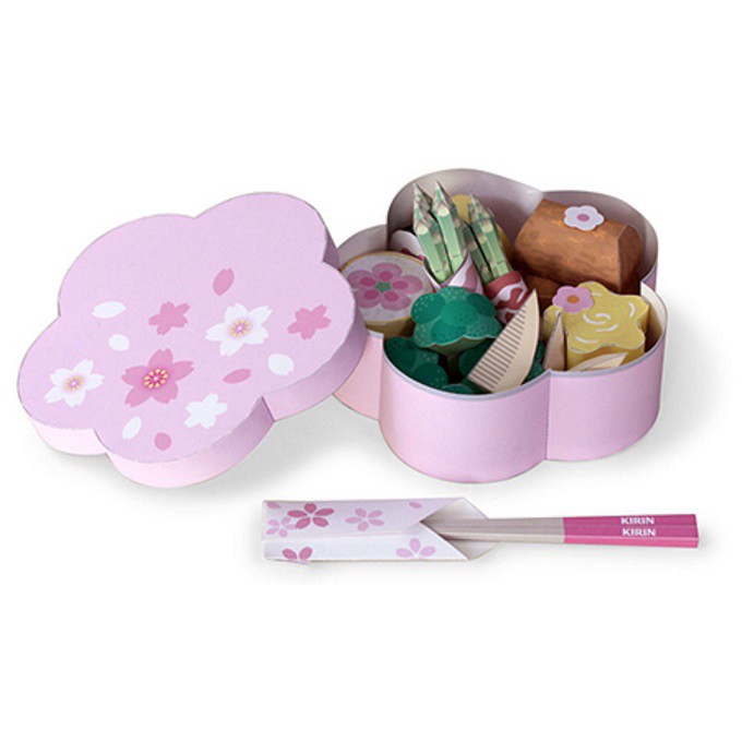 DIY Papercraft pola Makanan sakura bento Jasmine Paper