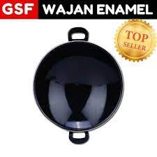 Wajan enamel 34 cm - warna hitam - wajan marbel warna warni