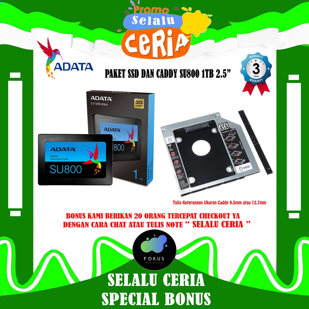 Paket SSD &amp; CADDY SU800 1TB 2.5&quot; SATA III R560/520Mbs ADATA