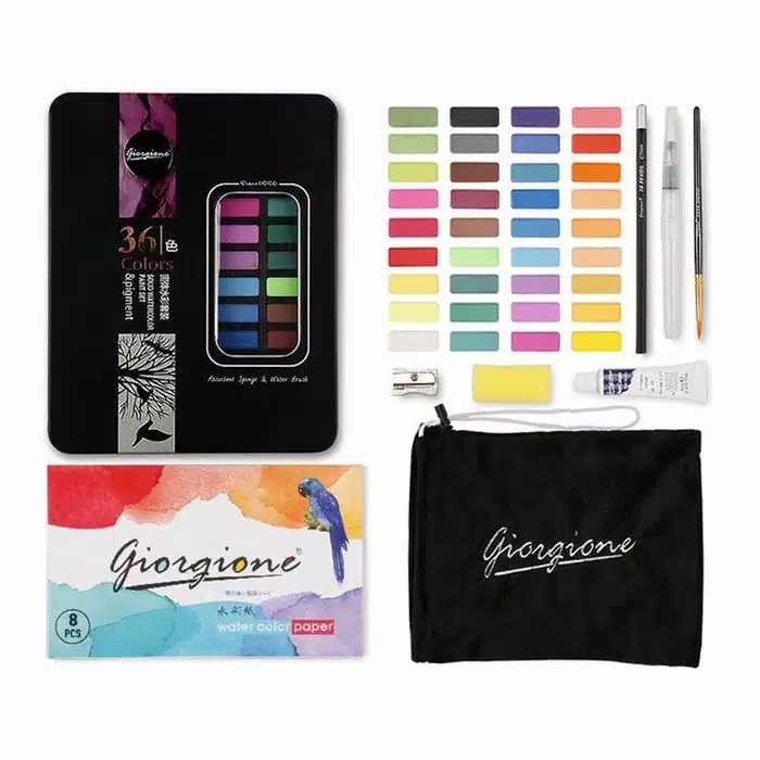 

air-cat- giorgione 36 colors solid watercolor box set - black -cat-air.
