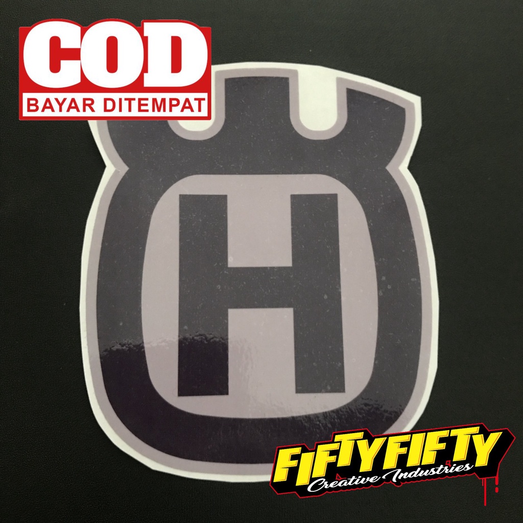 Stiker Print Cut LOGO HUSQVARNA Stiker Printing Laminasi Glossy Stiker Motor Mobil Helm Sudah Membentuk Pola Desain