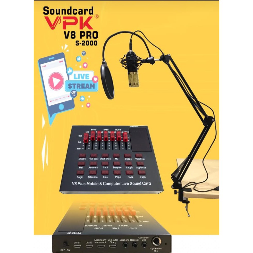 Paket Recording VPK Soundcard V8 + S 2000 Soundcard VPK 8 Paket Recording Original