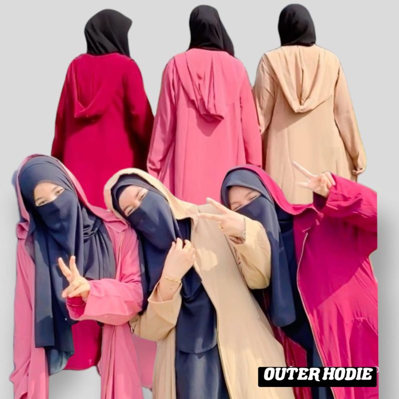 OUTER HOODIE TOPI WARNA 2 IN 1 ABAYA ANAK DAN DEWASA ALKHATIB COLLECTION