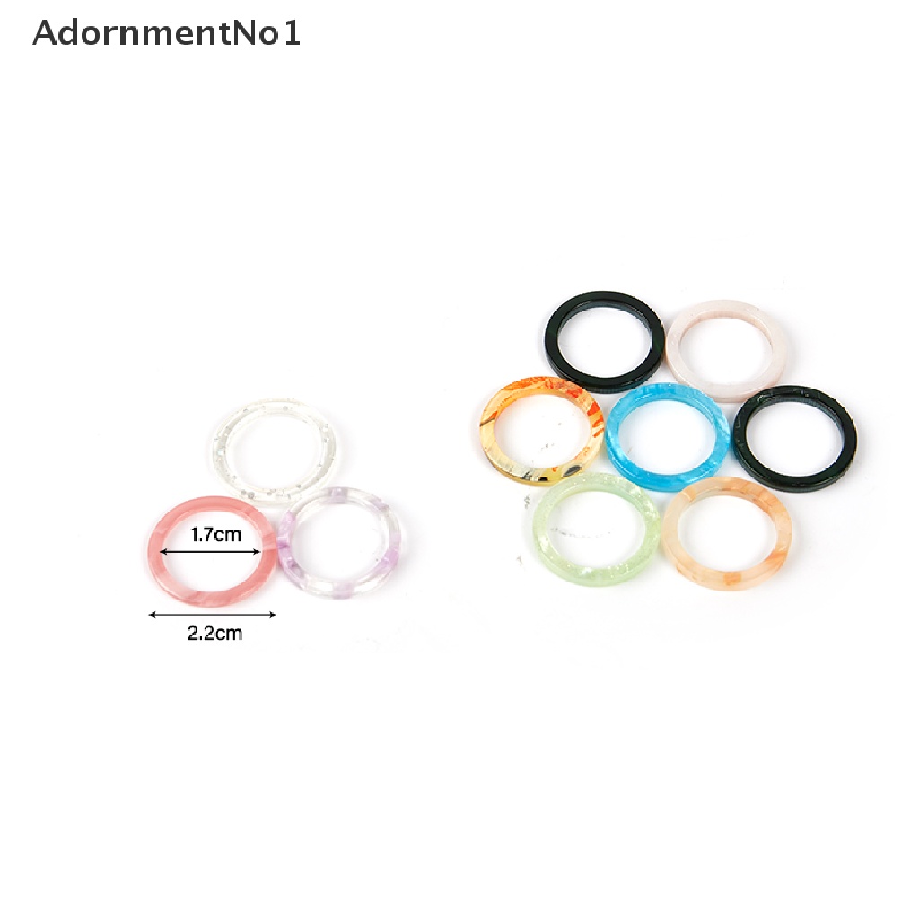 (AdornmentNo1) 10pcs / Lot Cincin Resin Warna Campur Gaya Korea Untuk Wanita