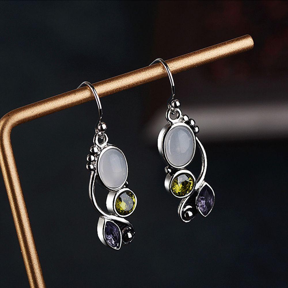 Anting LILY Moonstone Pesta Hook Juntai Peridot