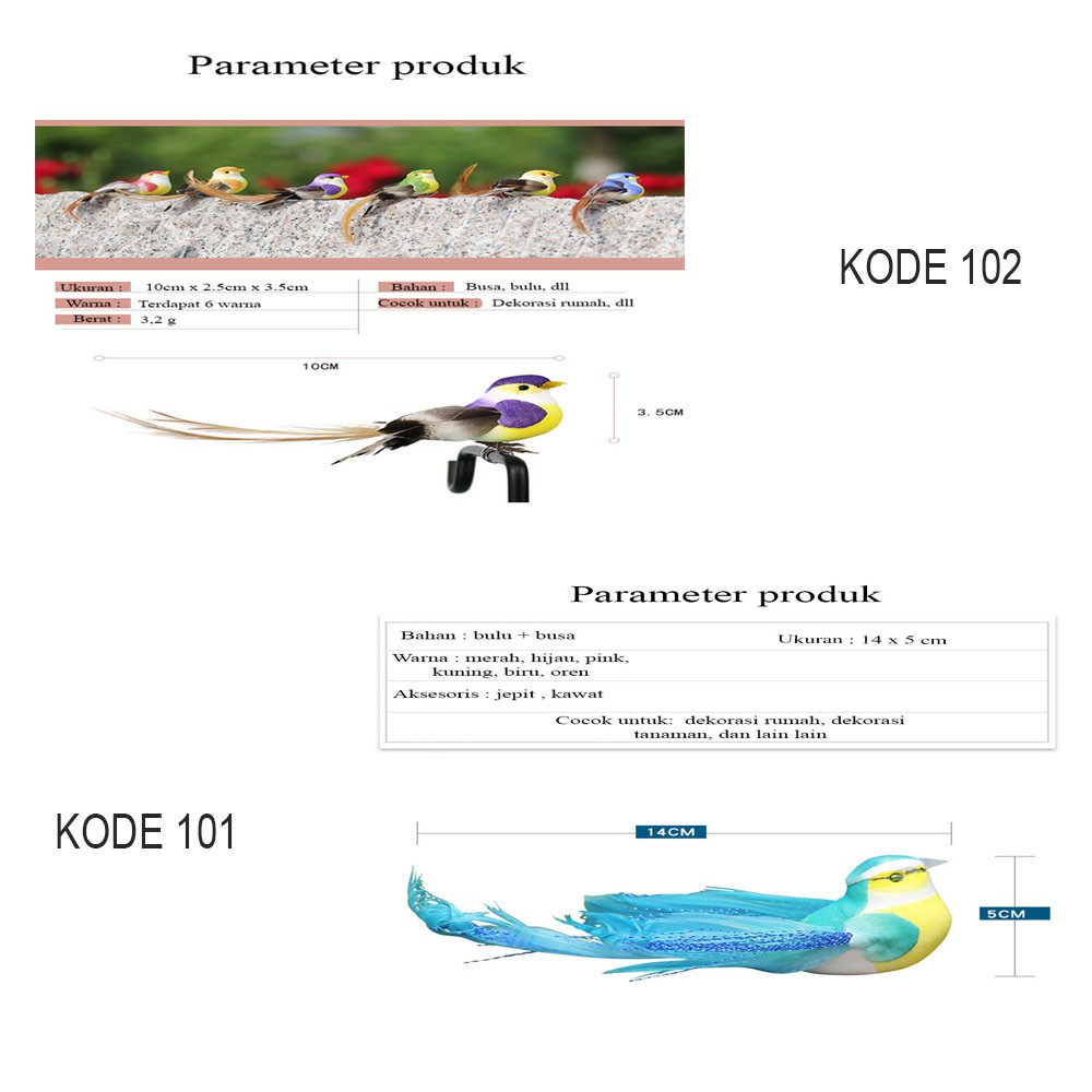 Ornamen Burung Imitasi untuk Dekorasi Rumah dan Taman