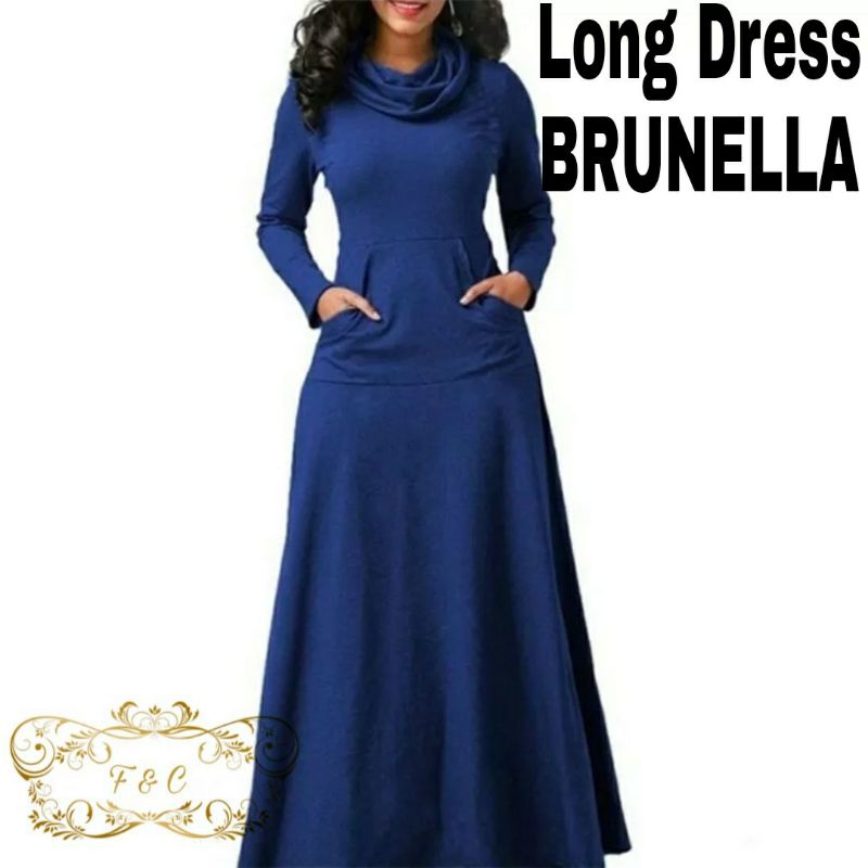 LONG DRESS BRUNELLA FASHION PAKAIAN WANITA BAHAN BABYTERRY FEHM