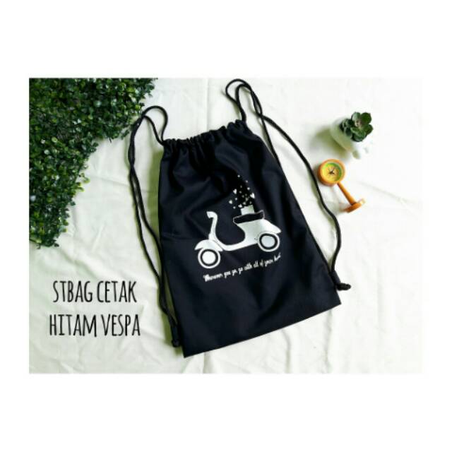 tas ransel serut Stringbag cetak vespa geser