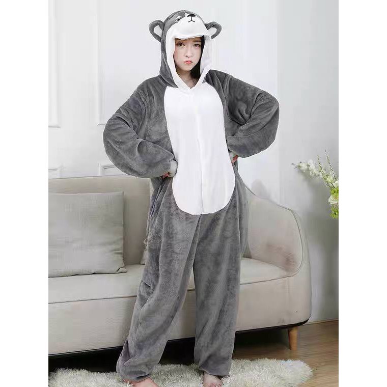 BAJU ONESIE KOSTUM ANJING HUSKEY DOG PIYAMA COSPLAY BAJU TIDUR IMPOR