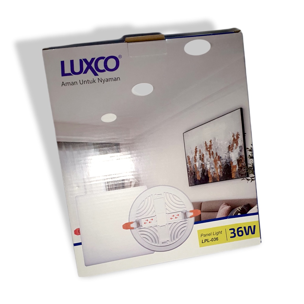 Lampu LED Downlight 36 Watt LUXCO CANGGIH Panel Outbow Bulat Kotak Plafon Frameless 36w