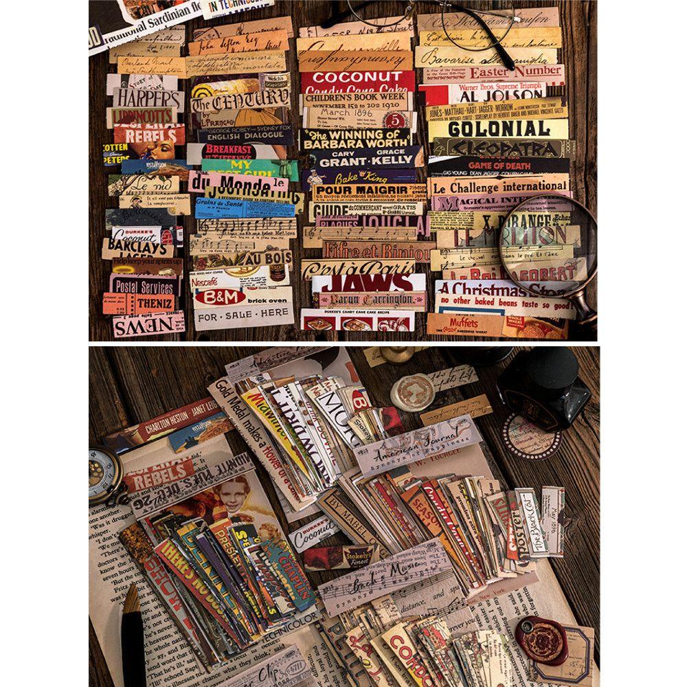 100 Pcs Stiker Strip Panjang Gaya Vintage Untuk Akunting Tangan