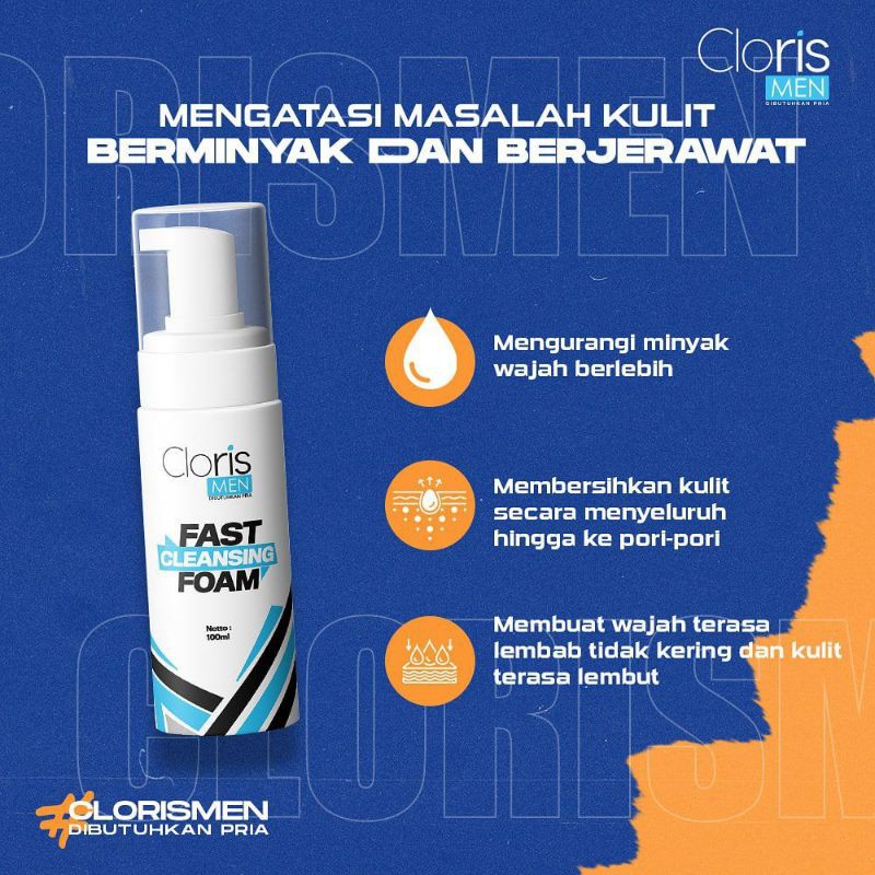 Clorismen Fast Cleansing Foam - Sabun Muka Pria Berbentuk Foam Untuk Mengatasi Kulit Berminyak