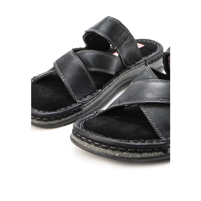 SANDAL CASUAL JIM JOKER PRIA ORIGINAL SLIDE KULIT BRANDED HITAM JJ22