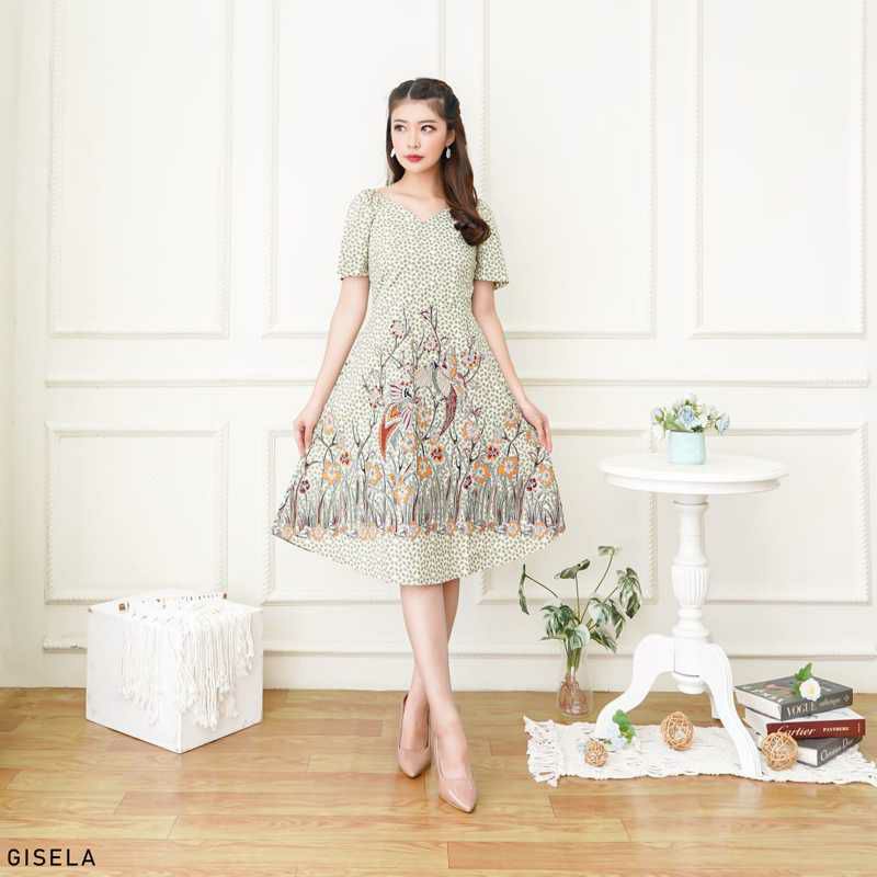 Evercloth Gisela Dress Batik Wanita Sabrina Dress Wanita Batik Modern