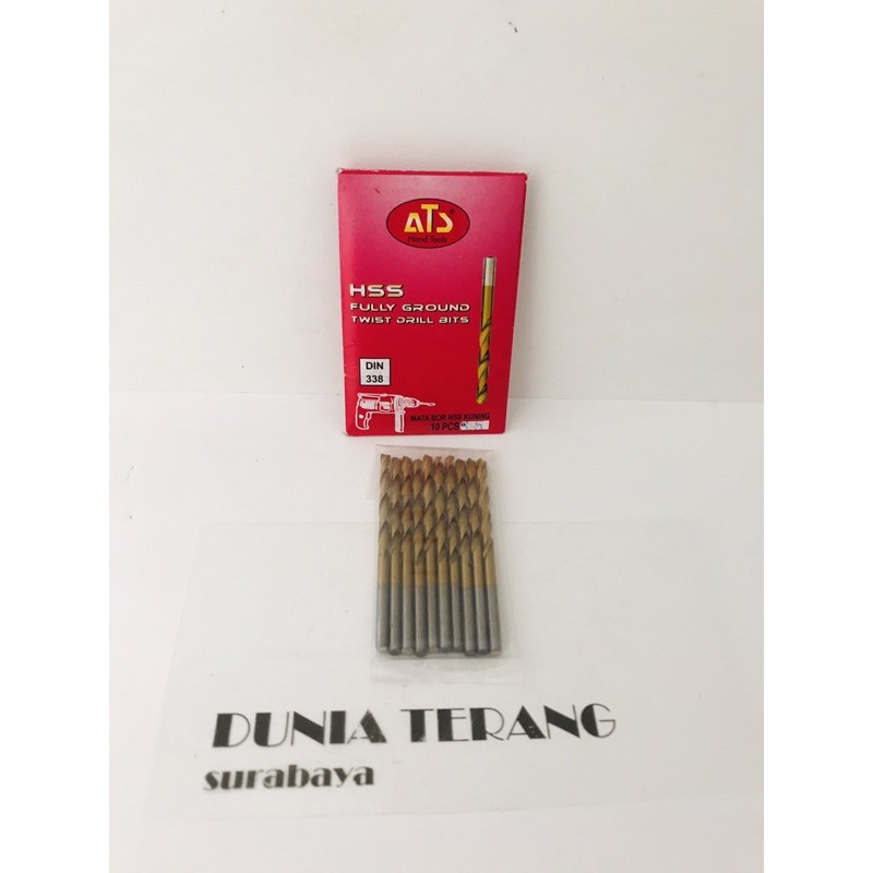 Mata Bor Besi ATS 3mm Kuning - HSS TiN Coated Fully Ground Twist Drill Bits 3 mm