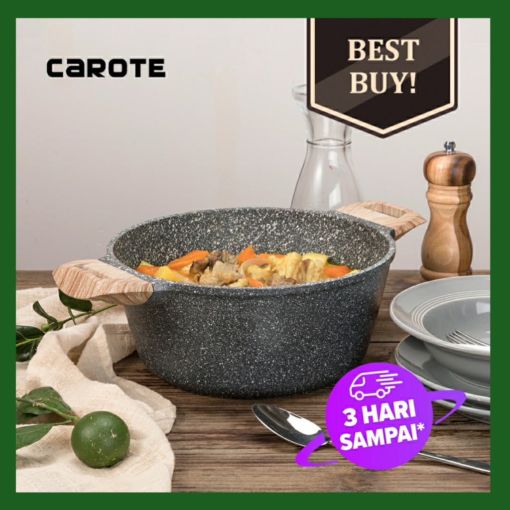 Carote Casserole Carote Sauce Pot/Panci Granite Pan 20, 24, dan 28cm Panci Anti Lengket Lapisan Batu