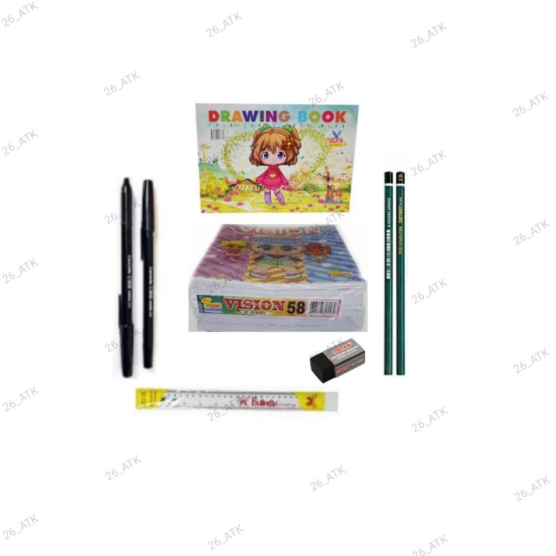 

[TERMURAH] PAKET ALAT-ALAT SEKOLAH 2 (ALAT TULIS+BUKU+PULPEN+PENSIL+PENGHAPUS+BUKU GAMBAR)