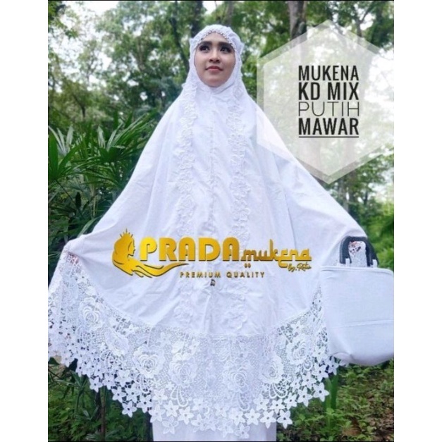 1 SET MUKENA PRADA  RENDA KAIN KATUN SEMI SUTRA BORDIR SOUVENIR KADO PERNIKAHAN MUKENA LEBARAN 2022 