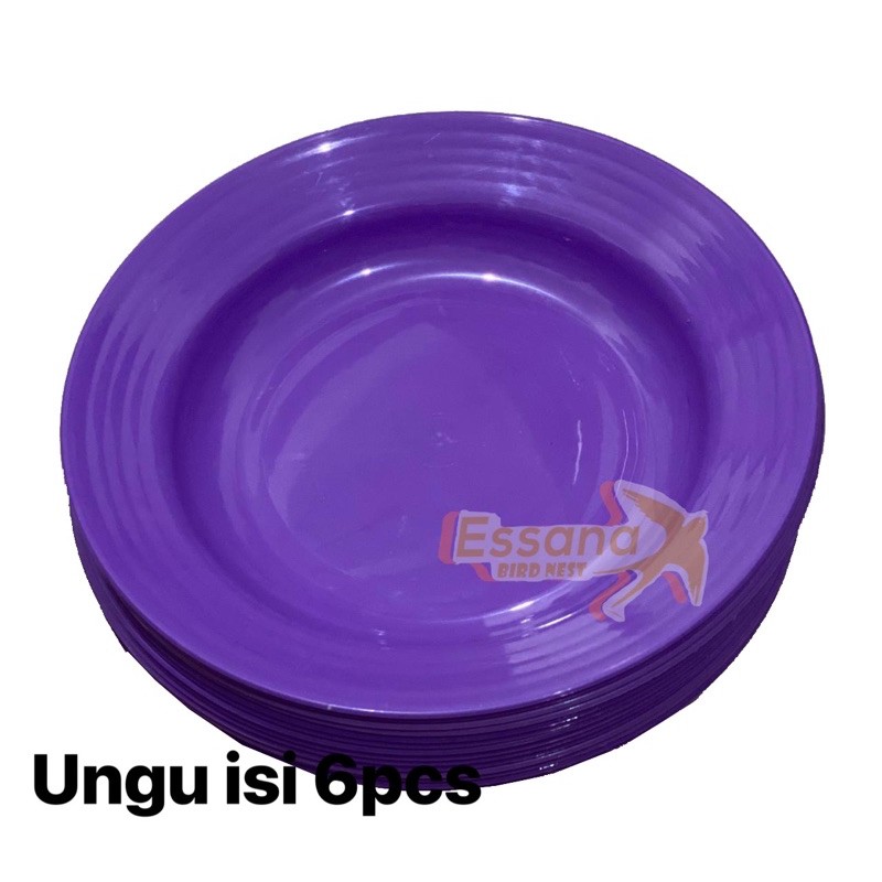 Piring Makan Bulat Plastik 9inch ( Grosir ) Terlaris Termurah Berkualitas ( lusinan ) atau ( 1/2 lusin ) clarissss-Ungu isi 6pcs