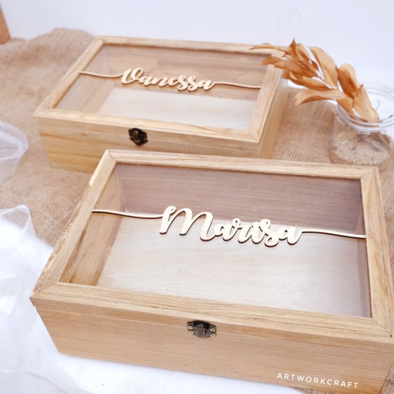 

[35x 25 x10 ] Kotak /Box Bridesmaid / Groomsman Kayu Pinus 35 x 25x 10cm