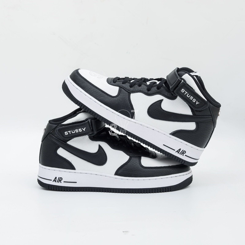 Air Force 1 Mid Stussy Black White Panda