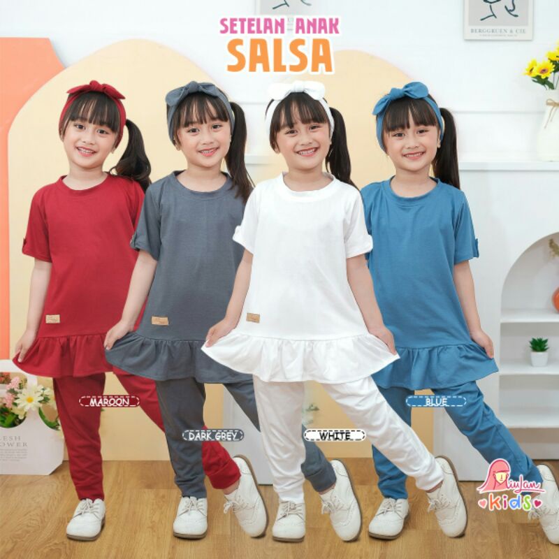 Setelan Anak SALSA MiuLan Kids | Free Bandana | Setelan Anak Cewek Fashion Anak Perempuan Set Kaos &