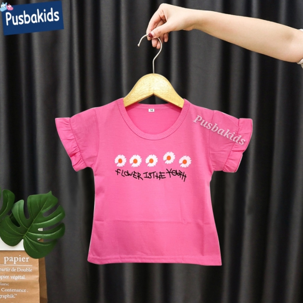 KAOS RUFFLE - Baju Kaos Anak Dan Bayi Perempuan Model Tangan Terompet 0-7 Tahun-Kaos  pink
