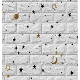 Belikuy COD Wallpaper Dinding Foam 3D Batik Bunga Glitter & Luxury import Murah U96 / U137 / U138 / U139-U138 MOON STAR