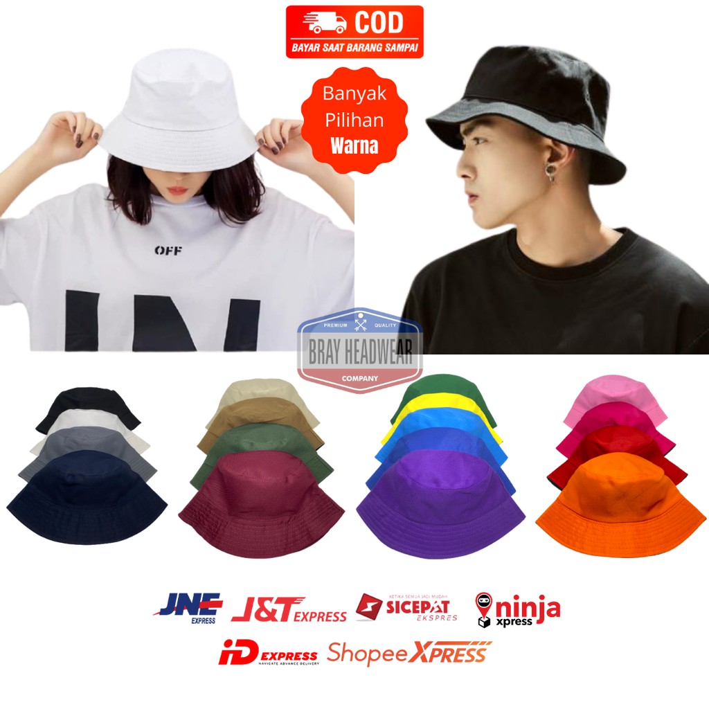 11.11 TERMURAH Topi Bucket Hat Polos Pantai Pria Wanita Bulak Balik Termurah