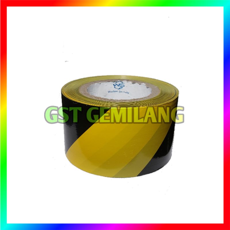 POLICE LINE GARIS POLISI 3 INCH X 300 M HITAM KUNING