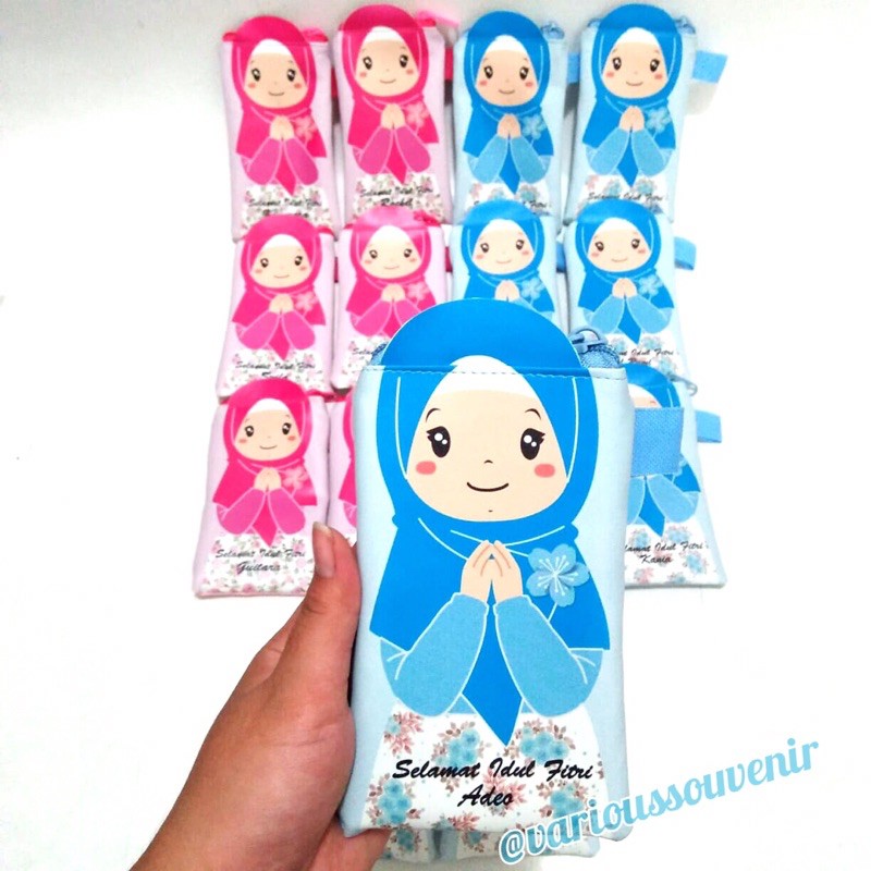 Custom Nama Dompet Amplop Idul Fitri Lebaran Fitrah Ramadan 3D Lucu Muslim Hijab Uang Tidak Dilipat (Produk Custom pembayaran tidak bisa COD)