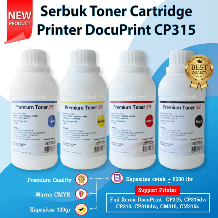 Serbuk Toner Cartridge Fuji Xerox CP315 CP315dw Tinta Bubuk Compatible Printer CM315 CP318dw