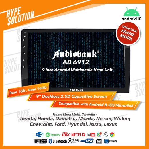 Audiobank AB 6912 Headunit android 9 inchi SANTA FE 2012