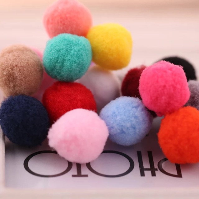 Bahan bola bulu bola (isi 25pcs mix size) pompom pola