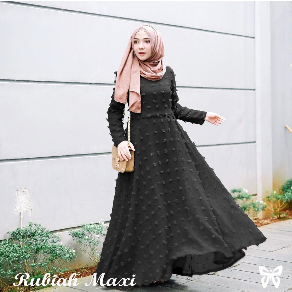 HOPYLOVY SALE - Gamis Maxi Dress Wanita bahan Linen Rubiah