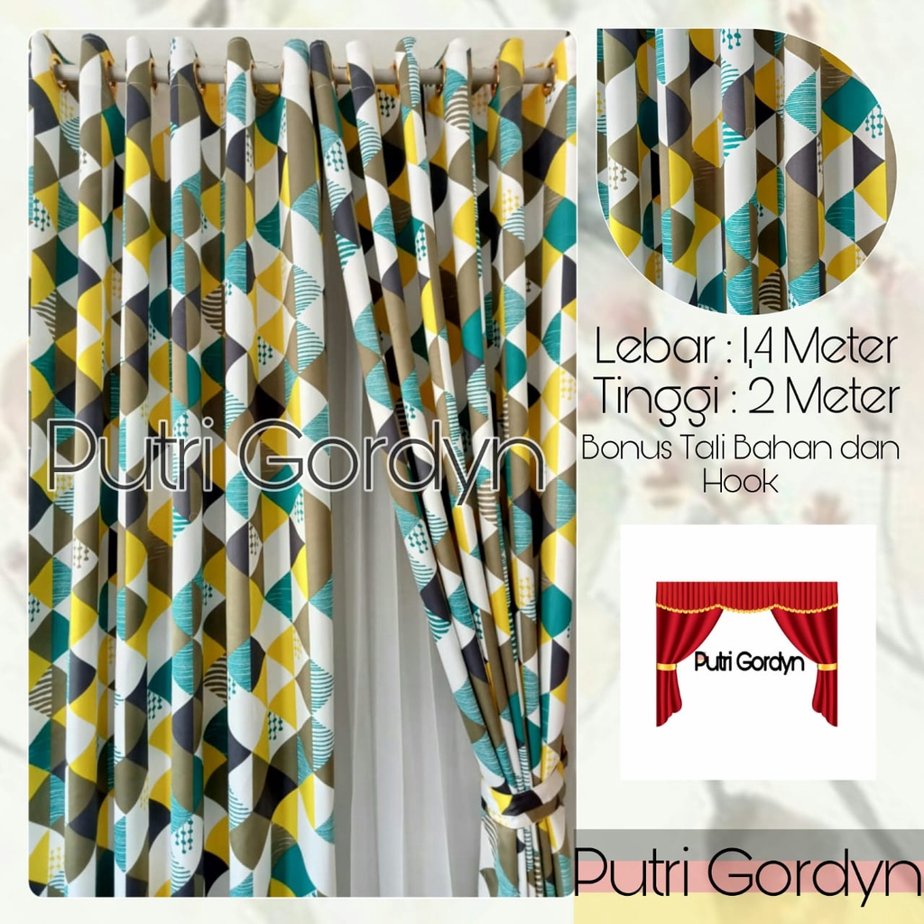 Gorden hordeng minimalis blazer putri Hijau kuning