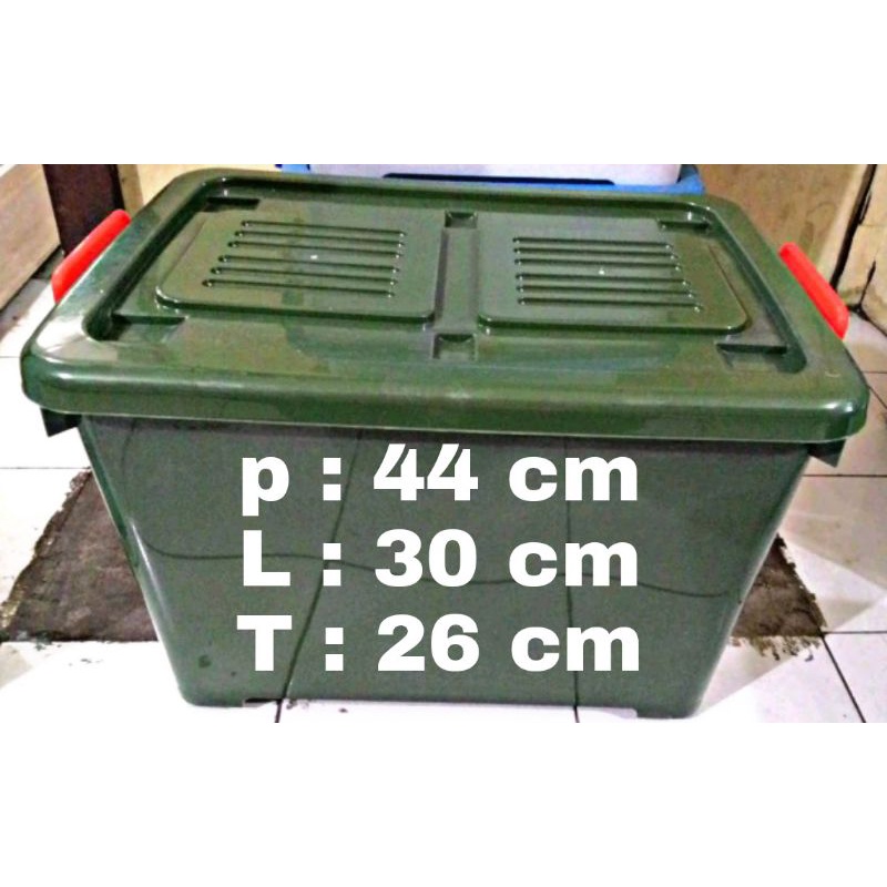 CONTAINER BOX + 6 RODA CONTAINER BOX PLASTIK BOX HIJAU 50 LITER NIKURA
