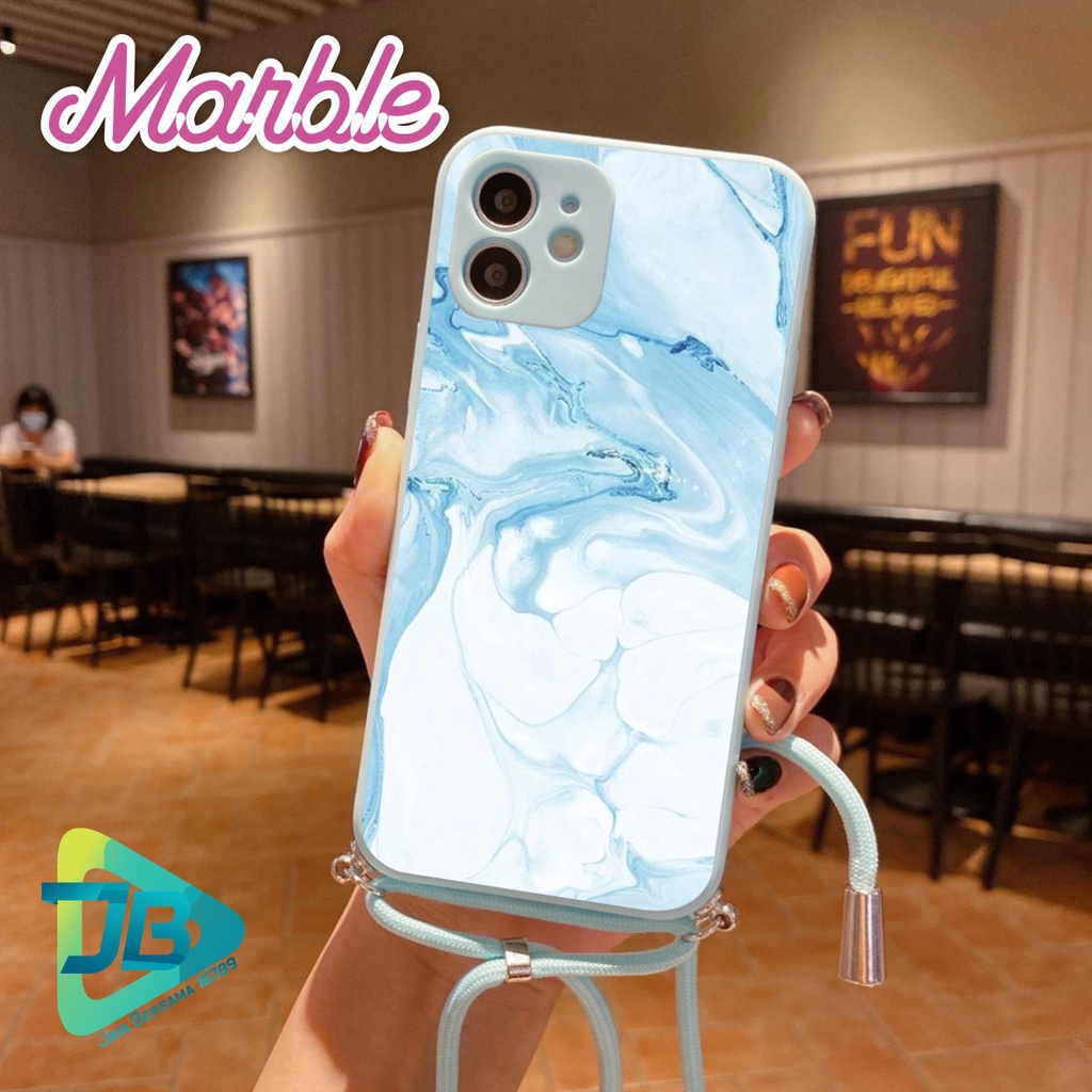 SOFTCASE SILIKON SLINGCASE TALI LANYARD STRAP PHONE MACARON PELINDUNG KAMERA MARBLE OPPO VIVO SAMSUNG XIAOMI REALME IPHONE ALL TYPE JB5468