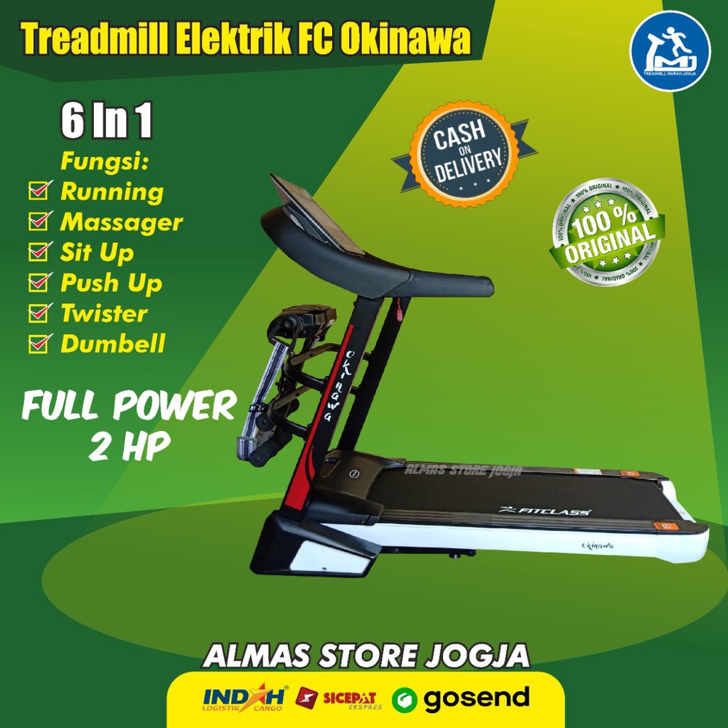 Alat Fitness Treadmill elektrik FC OKINAWA olahraga lari di rumah