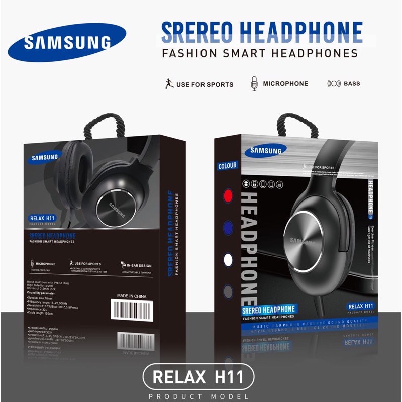 [ H11 SAMSUNG ]HEADPHONE BANDO STEREO MUSIC EXTRABASS TYPE RELAX H 11 MEREK SAMSUNG