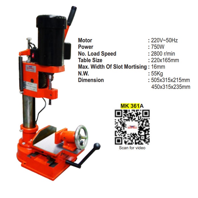 Mesin Bor Pahat Kayu WIPRO MK-361A Bobok Kayu Mortiser Chisel Mortiz