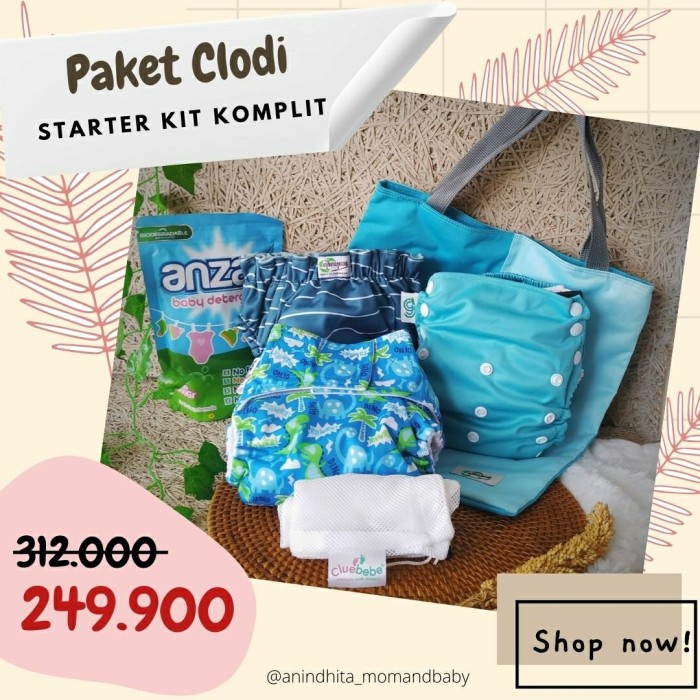 Paket Clodi Starter Kit Komplit Popok Kain Cloth Diaper Cuci Ulang Paket Hemat Clodi