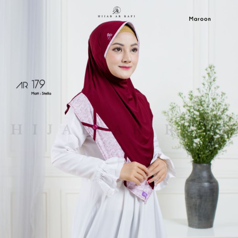 Hijab arrafi AR 179 hijab instan || INAYAHHIJAB-Maroon